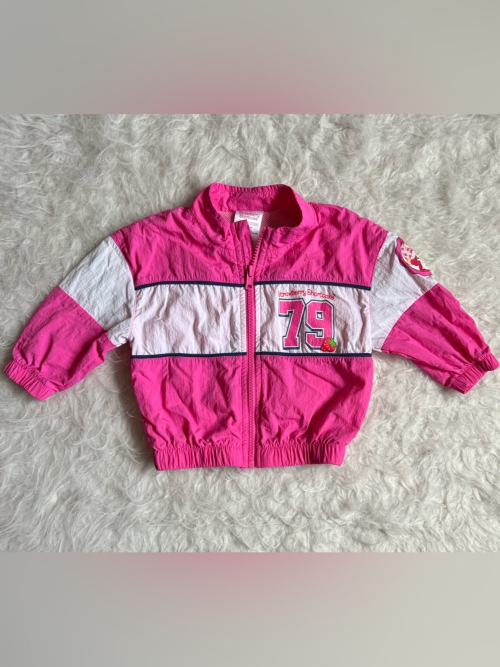 Strawberry Shortcake Baby Girl Pink & White Zip Windbreaker Jacket